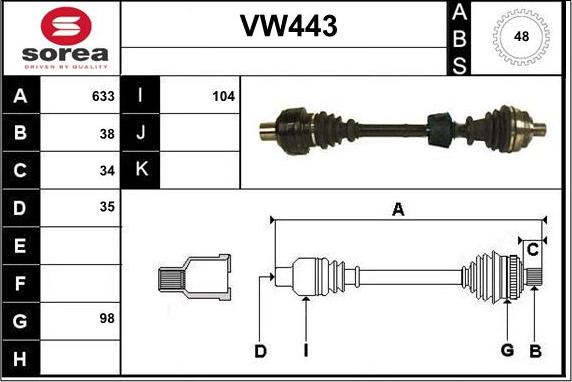 Sera VW443 - Приводний вал avtolavka.club