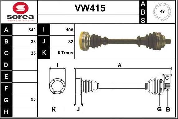 Sera VW415 - Приводний вал avtolavka.club