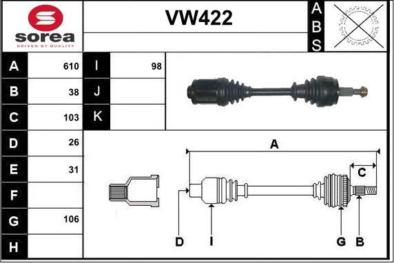 Sera VW422 - Приводний вал avtolavka.club