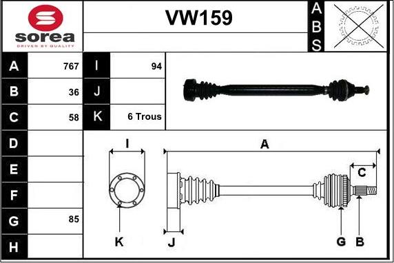 Sera VW159 - Приводний вал avtolavka.club