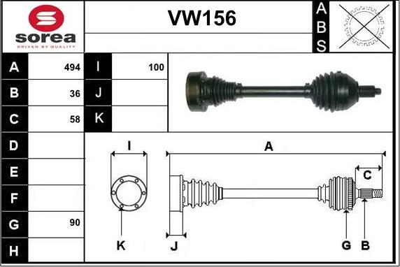 Sera VW156 - Приводний вал avtolavka.club