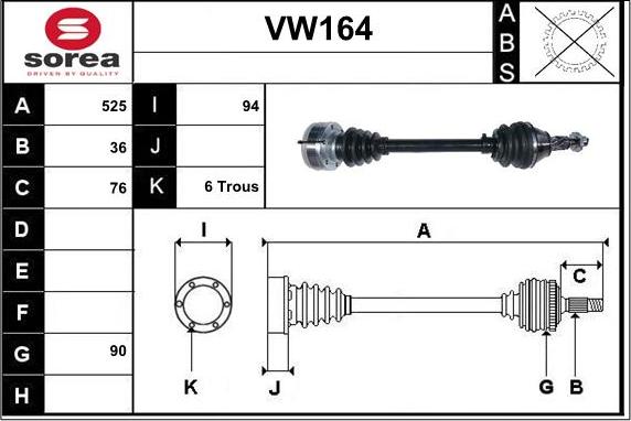 Sera VW164 - Приводний вал avtolavka.club