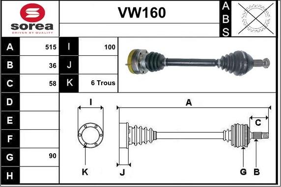 Sera VW160 - Приводний вал avtolavka.club