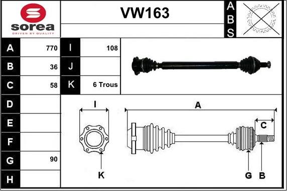 Sera VW163 - Приводний вал avtolavka.club