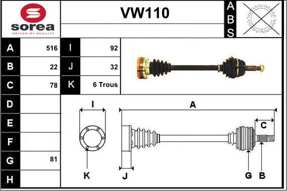 Sera VW110 - Приводний вал avtolavka.club