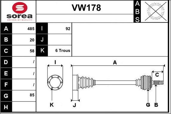 Sera VW178 - Приводний вал avtolavka.club