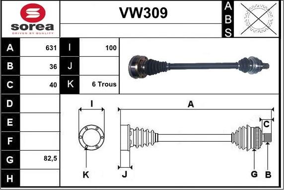 Sera VW309 - Приводний вал avtolavka.club