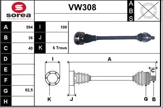 Sera VW308 - Приводний вал avtolavka.club