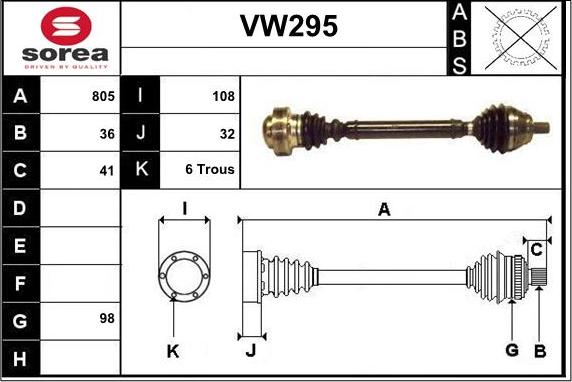 Sera VW295 - Приводний вал avtolavka.club