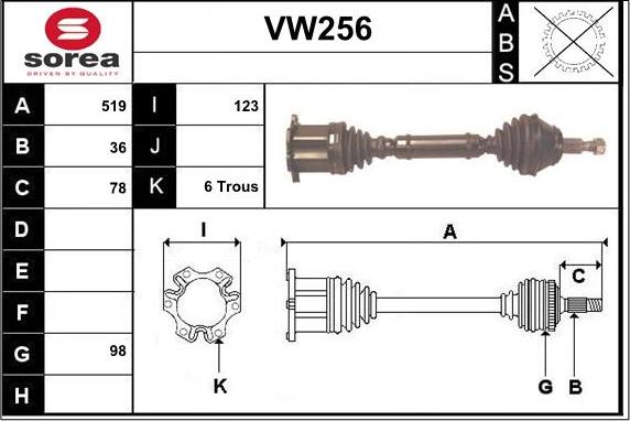 Sera VW256 - Приводний вал avtolavka.club