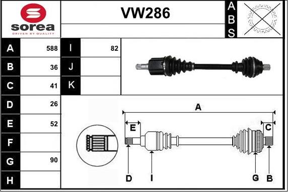 Sera VW286 - Приводний вал avtolavka.club