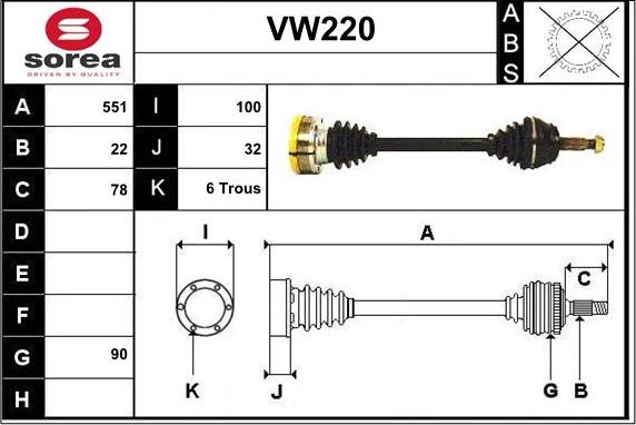 Sera VW220 - Приводний вал avtolavka.club