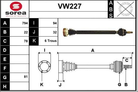 Sera VW227 - Приводний вал avtolavka.club