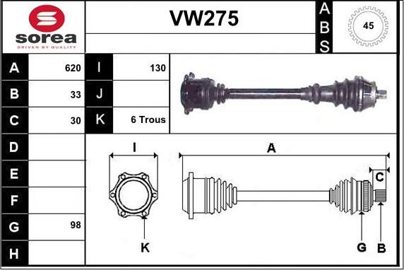 Sera VW275 - Приводний вал avtolavka.club