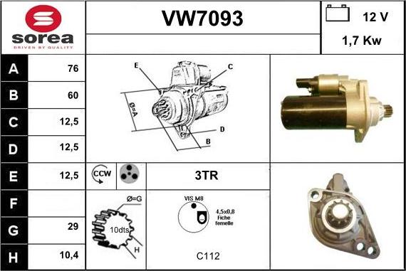 Sera VW7093 - Стартер avtolavka.club