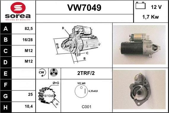 Sera VW7049 - Стартер avtolavka.club