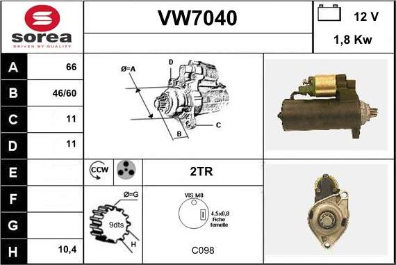 Sera VW7040 - Стартер avtolavka.club