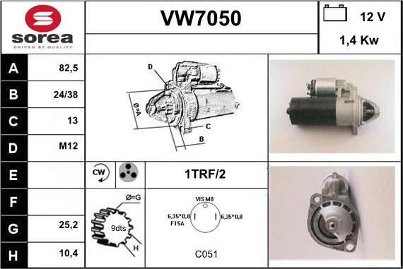 Sera VW7050 - Стартер avtolavka.club