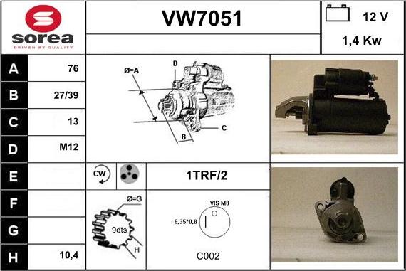 Sera VW7051 - Стартер avtolavka.club