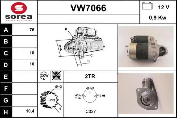 Sera VW7066 - Стартер avtolavka.club