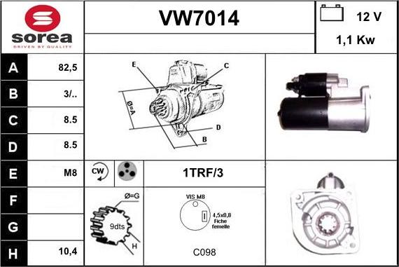 Sera VW7014 - Стартер avtolavka.club