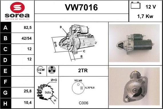 Sera VW7016 - Стартер avtolavka.club