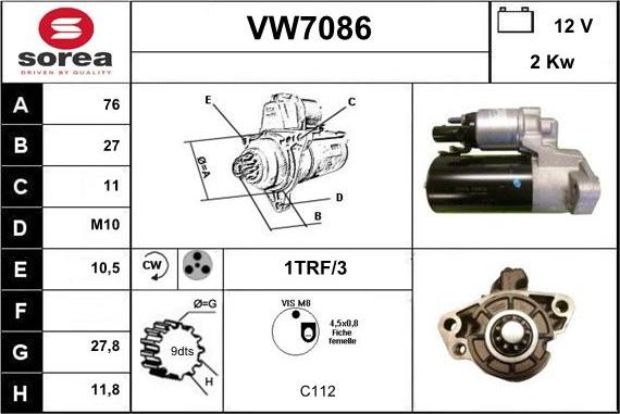 Sera VW7086 - Стартер avtolavka.club