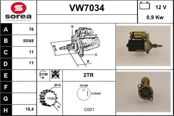 Sera VW7034 - Стартер avtolavka.club