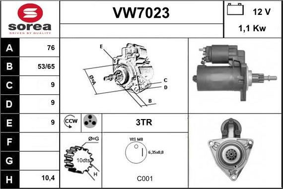 Sera VW7023 - Стартер avtolavka.club