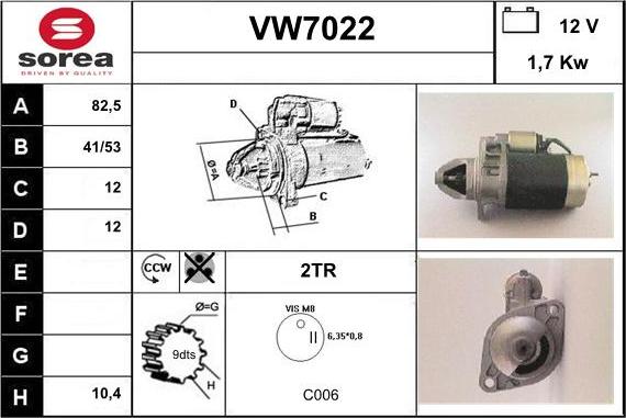 Sera VW7022 - Стартер avtolavka.club