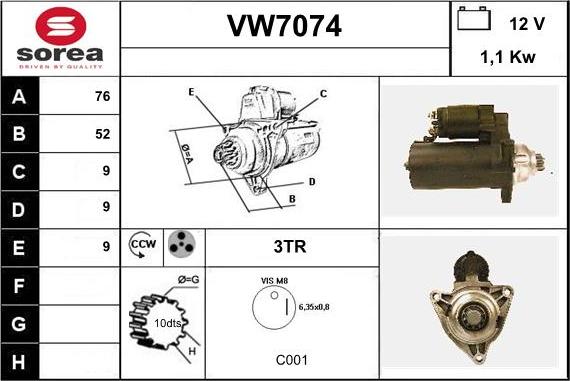 Sera VW7074 - Стартер avtolavka.club