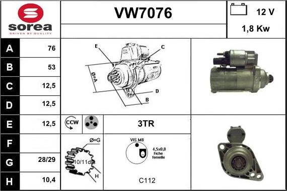 Sera VW7076 - Стартер avtolavka.club