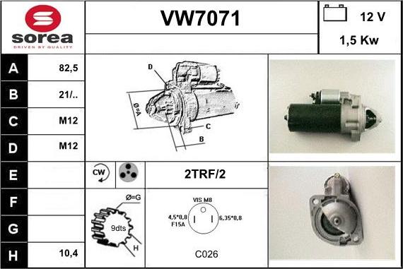 Sera VW7071 - Стартер avtolavka.club