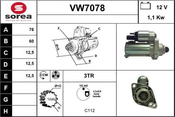 Sera VW7078 - Стартер avtolavka.club