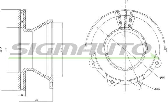 SIGMAUTO DB0142V - Гальмівний диск avtolavka.club