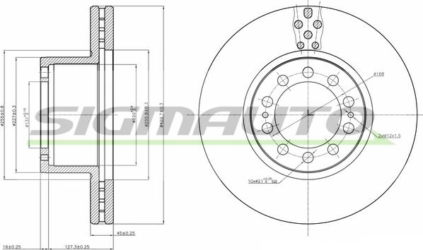 SIGMAUTO DB0323V - Гальмівний диск avtolavka.club