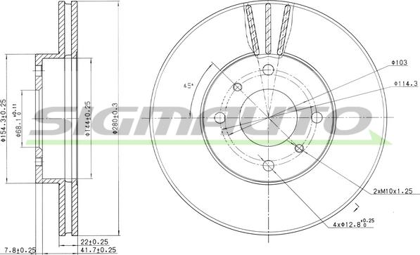 SIGMAUTO DBA959V - Гальмівний диск avtolavka.club