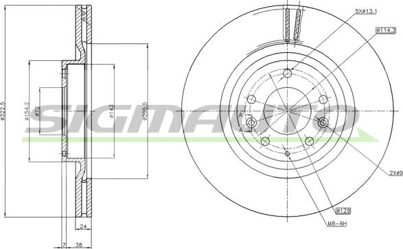 SIGMAUTO DBA960V - Гальмівний диск avtolavka.club