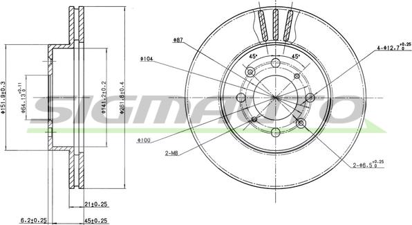 SIGMAUTO DBA448V - Гальмівний диск avtolavka.club