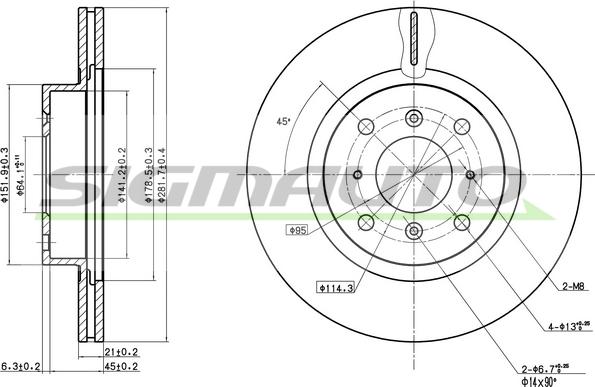 SIGMAUTO DBA453V - Гальмівний диск avtolavka.club