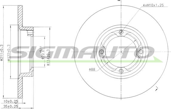 SIGMAUTO DBA418S - Гальмівний диск avtolavka.club