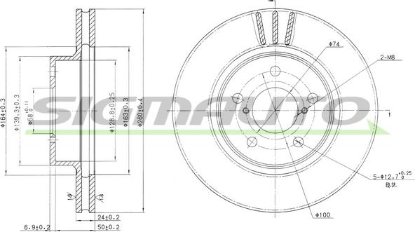 SIGMAUTO DBA485V - Гальмівний диск avtolavka.club