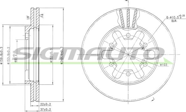 SIGMAUTO DBA421V - Гальмівний диск avtolavka.club