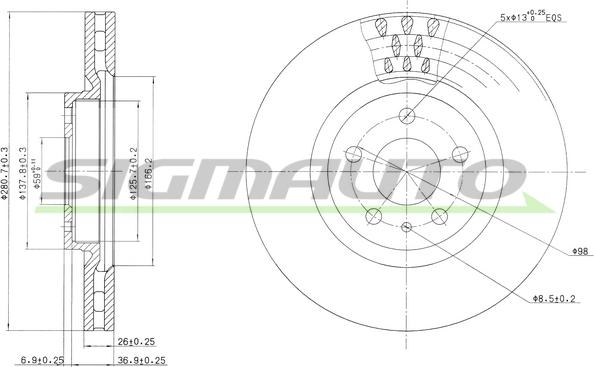 SIGMAUTO DBA474V - Гальмівний диск avtolavka.club