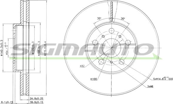 SIGMAUTO DBA502V - Гальмівний диск avtolavka.club