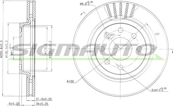 SIGMAUTO DBA510V - Гальмівний диск avtolavka.club