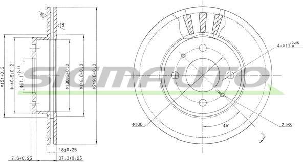 SIGMAUTO DBA615V - Гальмівний диск avtolavka.club