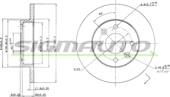 SIGMAUTO DBA055S - Гальмівний диск avtolavka.club