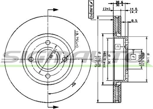 SIGMAUTO DBA801V - Гальмівний диск avtolavka.club