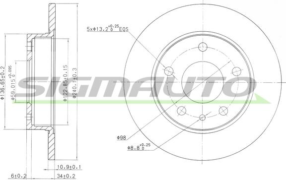 SIGMAUTO DBA818S - Гальмівний диск avtolavka.club